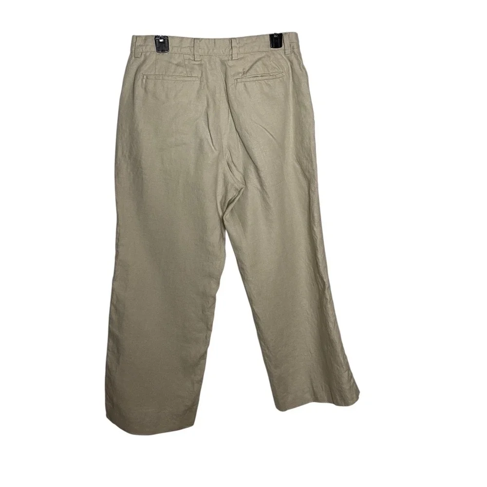 Banana Republic Women 32W 26L Beige 100% Linen Wide Leg Relaxed Trousers Pants